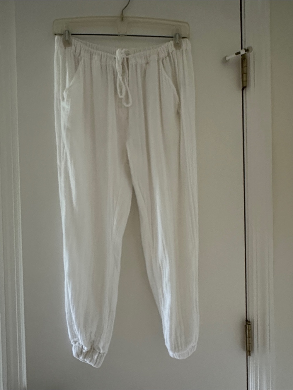 Sundry 100% Cotton White Drawstring Jogger Pants